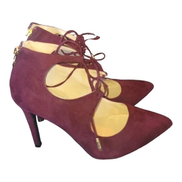 Marc Fisher Suede 4" Lace-Up Zip back Ankle Closure Heels Sz 8.5 - Picture 2 of 13